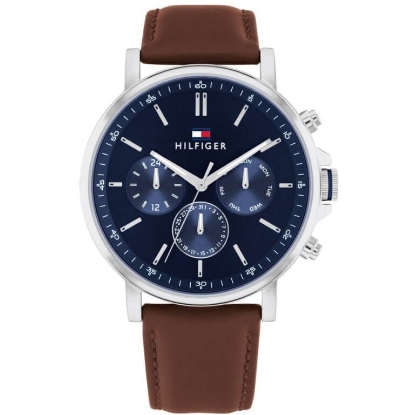 Billede af Tommy Hilfiger Tyson herreur stål brun læderrem 44mm 5bar