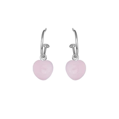 Billede af Susanne Friis Bjørner øreringe sølv m. lyserød krystal hjerter