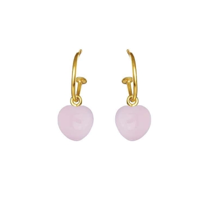 Billede af Susanne Friis Bjørner øreringe forgyldt sølv m. lyserød krystal hjerter