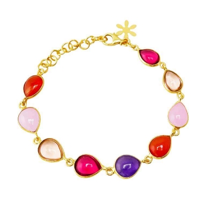 Billede af Susanne Friis Bjørner armbånd forgyldt sølv m. ægte sten (16-20 cm)