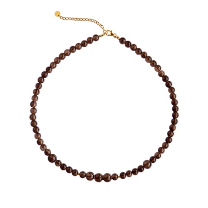 Billede af STINE A Cherie Bon Bon - Mocha halskæde forgyldt sølv m. røgkvarts (47+5 cm)