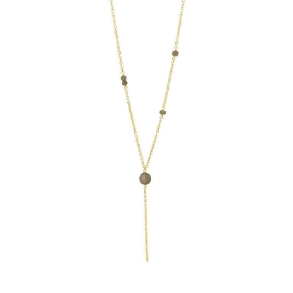 Billede af Susanne Friis Bjørner Y-halskæde forgyldt sølv m. røgkvarts (46,5+5 cm)