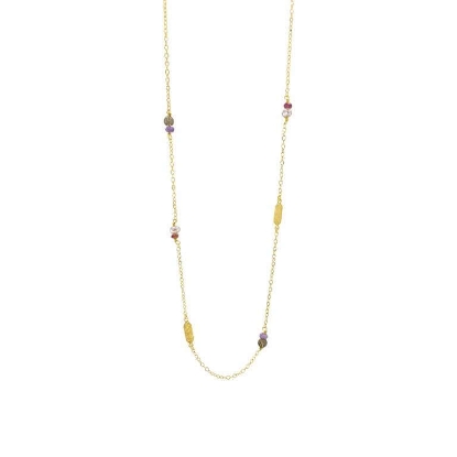 Billede af Susanne Friis Bjørner halskæde forgyldt sølv m. ædelsten + fvp (40-45 cm)
