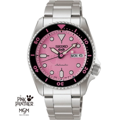 Billede af Seiko 5 Sports Limited Edition Pink Panther ur stål 38mm 10 bar - 9.999 stk. på verdensplan