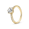 Billede af Pandora ring Klar Funklende Krone solitairering forgyldt metalblanding str. 52