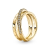 Billede af Pandora Krydsende Tredobbelt Pavé Båndring forgyldt metalblanding m. cz str. 54