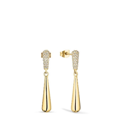 Billede af Bering Arctic Pavé øreringe poleret forgyldt stål m. cz