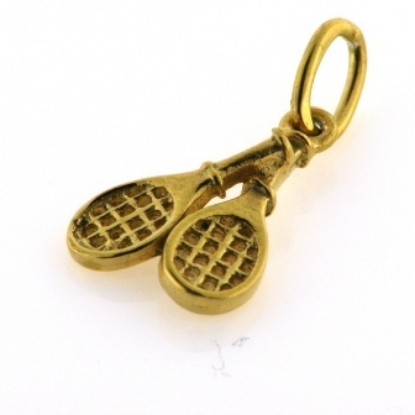 Billede af Vedhæng tennis-ketche dobbelt, massivt 925s forgyldt