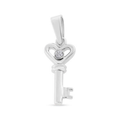 Billede af Vedh. nøgle med brill. 0,03 w/pi. 925s. (med patz øsken)