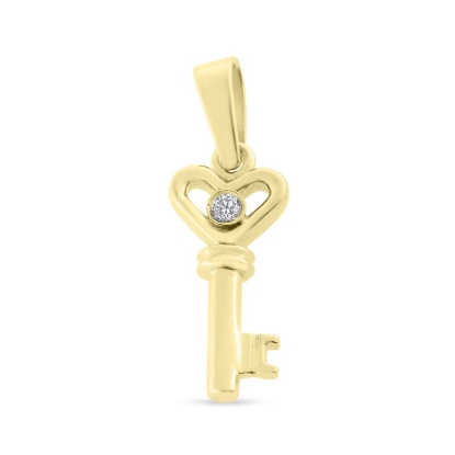 Billede af Vedh. nøgle med brill. 0,03 w/vs. 14 kt. (med patz øsken)