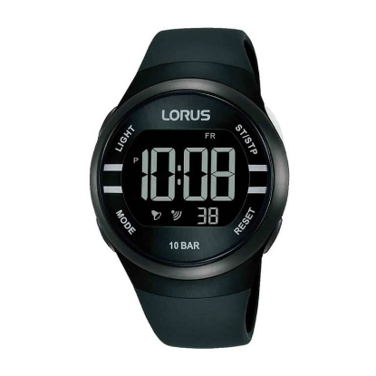 Billede af Lorus Kids juniorur digital sort gummirem 10bar 38mm
