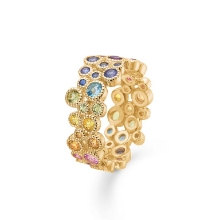 Billede af Mads Z "Luxury Rainbow" ring 14 kt. dobbelt m.ægte sten str. 56