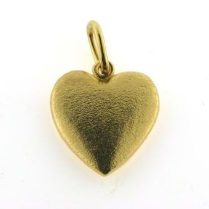 Billede af Vedhæng hjerte, massivt, ovalt øsken 925s. forgyldt overflade grov sand