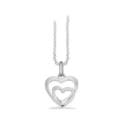 Billede af *Vedhæng hjerte cubic zir. sølv rh. m/kæde