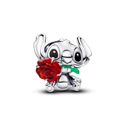 Billede af Pandora Disney Stitch Rose Muranoglas charm sølv
