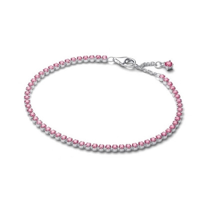 Billede af Pandora Funklende Pink Tennisarmbånd sølv m. cz (16-20 cm)