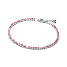 Billede af Pandora Funklende Pink Tennisarmbånd sølv m. cz (20 cm)