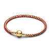 Billede af Pandora Slangekædearmbånd m. Rød Snor forgyldt metalblanding (17 cm)