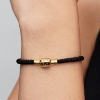 Billede af Pandora Skinnende Sort armbånd m. snor forgyldt metalblanding (19 cm)