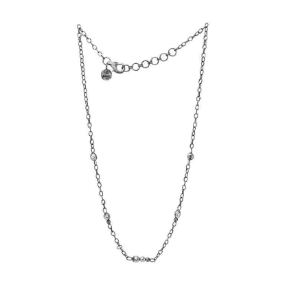 Billede af By Birdie Rose Buds-8 halskæde sort rhodineret sølv (45-50cm)