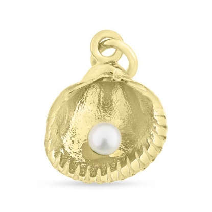 Billede af Vedhæng musling, sv. perle 4½-5 mm. 14 mm. 8 kt.