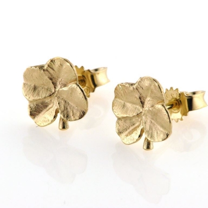 Billede af Ørestik firkløver guld 10,5 mm - priser fra