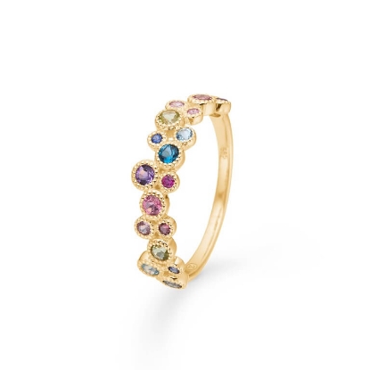 Billede af Mads Z "Luxury Rainbow Petite" ring 14 kt guld m.ægte sten (str. 50-60)