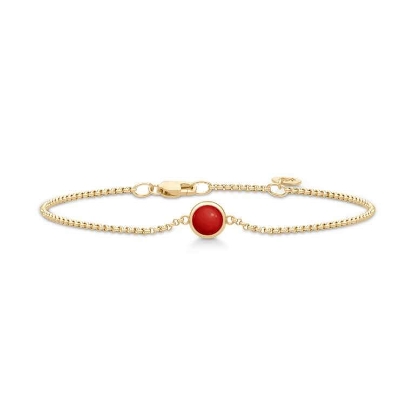 Billede af Julie Sandlau Primini Red Coral armbånd forgyldt sølv (16,5-18 cm)