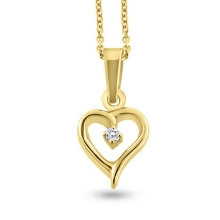 Billede af Vedhæng åbent hjerte i 8 kt. m. 0,03 ct. w/pi brillant