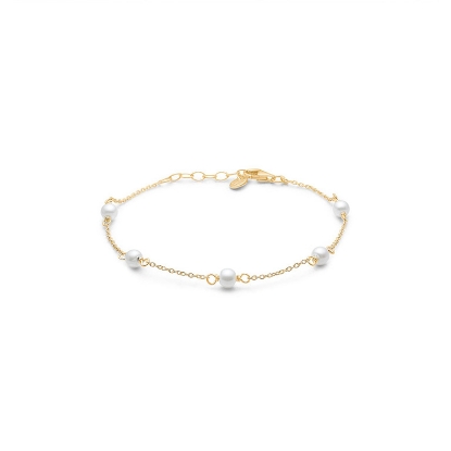 Billede af Studio Z "Shore" armbånd sølv forgyldt med ferskvandsperler (17-19 cm)