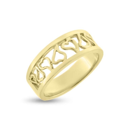 Billede af Ring med hjerter i sølv forgyldt