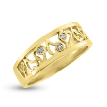 Billede af Ring med hjerter, fattet med 5 brill. a 0,02 w/vs. i rørfatninger 14 kt. 