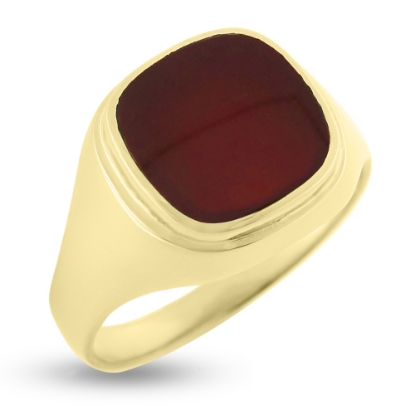 Billede af Herrering lukket bund, antik sl. sten, Onyx 12*12 mm 925s. forgyldt