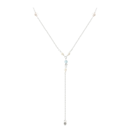 Billede af Aqua Dulce Sinna Pearl Y-halskæde sølv m. fvp (45 + 3 cm)