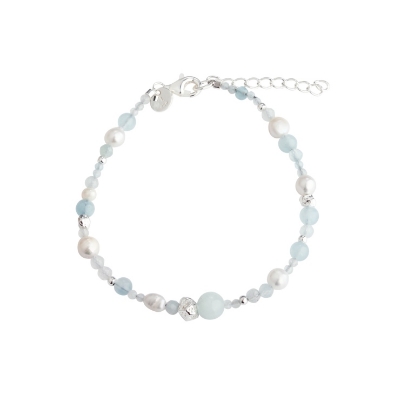 Billede af Aqua Dulce Sinna Pearl armbånd sølv m. fvp (17 + 3 cm)