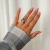 Billede af By Birdie Kepler White Keshi Pearl ring sølv + 14 kt. guld m. perler og brillant (str. 53)