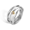 Billede af By Birdie Lotus Trio Plain ring sølv m.14 kt og 0,05ct. brillant (str. 60)