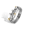 Billede af By Birdie Urban Harlem Buds-3 ring polished sølv m.14kt (str. 59)