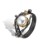 Billede af By Birdie Urban Harlem Buds Perle ring sort rhodineret sølv m.14 kt guldpynt og ferskvandsperle + 0,05 ct. diamant (str. 59)