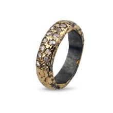 Billede af By Birdie Heritage Golden Pavé ring sort rhodineret sølv og 18kt guld og ialt 0,58 ct diamant str. 56