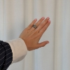 Billede af By Birdie Zeus Dubeca Aqua Raw ring sort rhodineret sølv og 14kt guld, aquamarin og brill. 0,05 ct str. 55