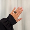 Billede af By Birdie Alexandra ring sort rhodineret sølv m.14kt og 0,10ct + 3,5ct diamanter str. 56