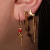 Billede af STINE A Petit Bella Moon Earring with Two Chains ørering forgyldt sølv (1 stk.)