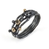 Billede af By Birdie Urban Harlem Buds-4 ring sort rhodineret sølv m.14kt m. 0,05 ct brillant str. 58