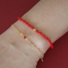 Billede af STINE A Harlequin - Pink Heart armbånd forgyldt sølv m. sten (15,5+1,5 cm)