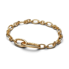 Billede af Pandora Ovalt Ledarmbånd forgyldt metalblanding (17,5 cm)