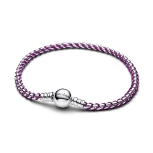 Billede af Pandora Box Chain armbånd med Lilla Snor sølv (21 cm)