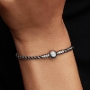 Billede af Pandora Box Chain armbånd med Sort Snor sølv (17 cm)