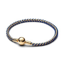 Billede af Pandora Box Chain armbånd m. Blå Snor forgyldt metalblanding (23 cm)
