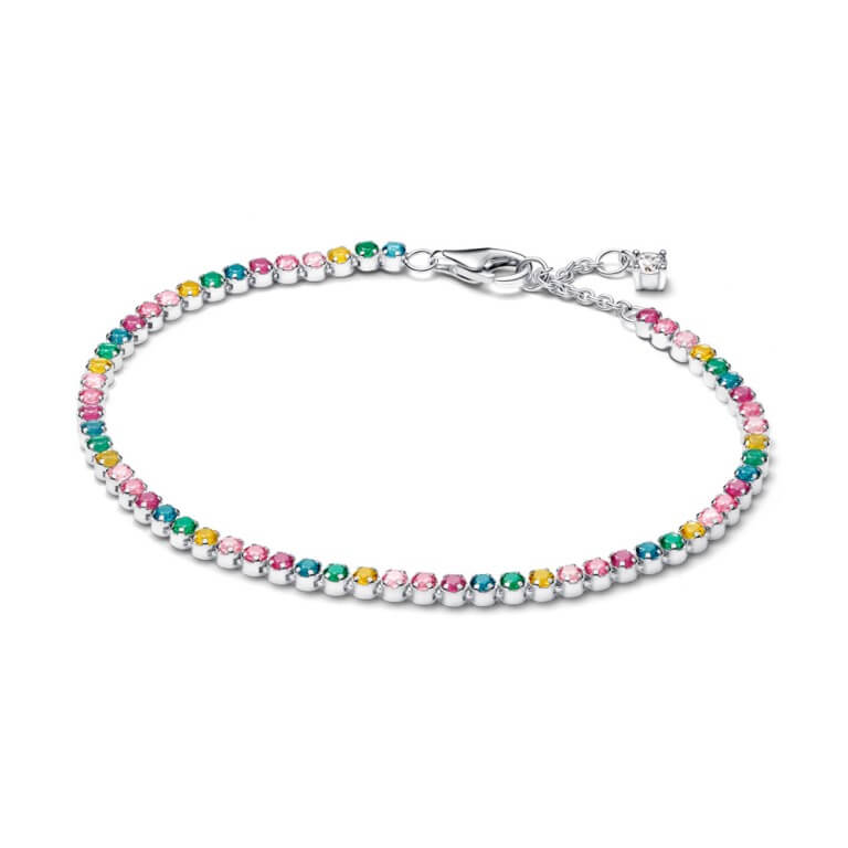 Billede af Pandora Regnbuefarvet Tennisarmbånd sølv m. cz/krystal (16-20 cm)